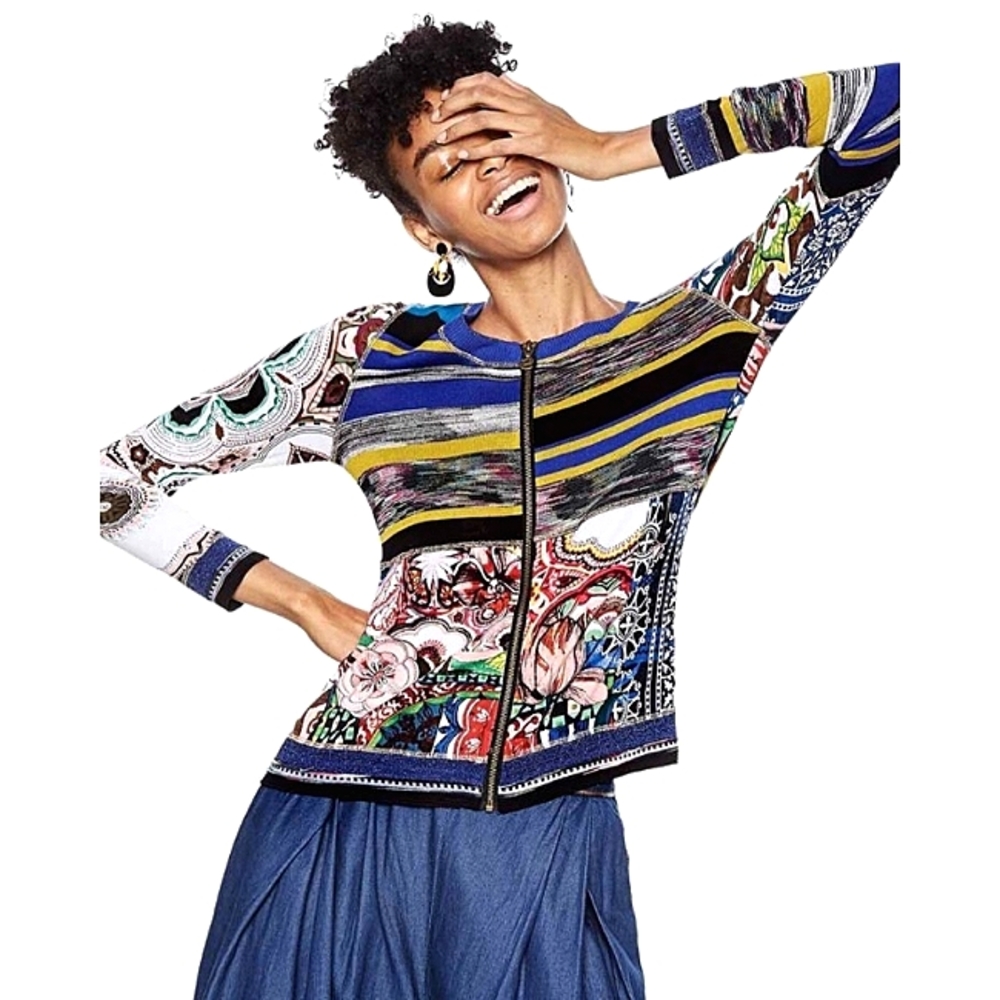 Desigual A Fine Balance Zip Cardigan Size Small